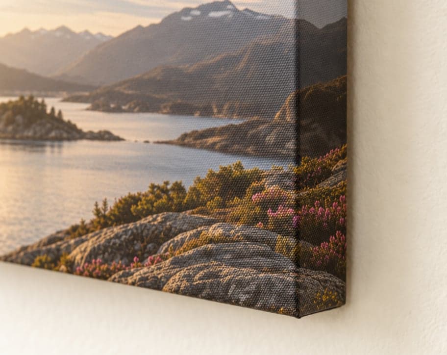 A canvas edge where the picture wraps round the side